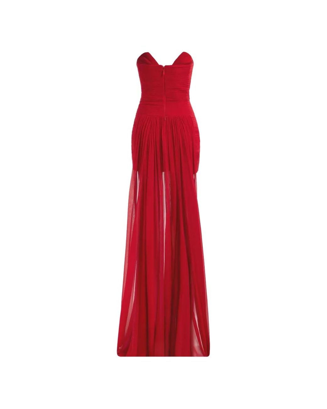 Elie Saab Red Strapless Draped Mini Dress