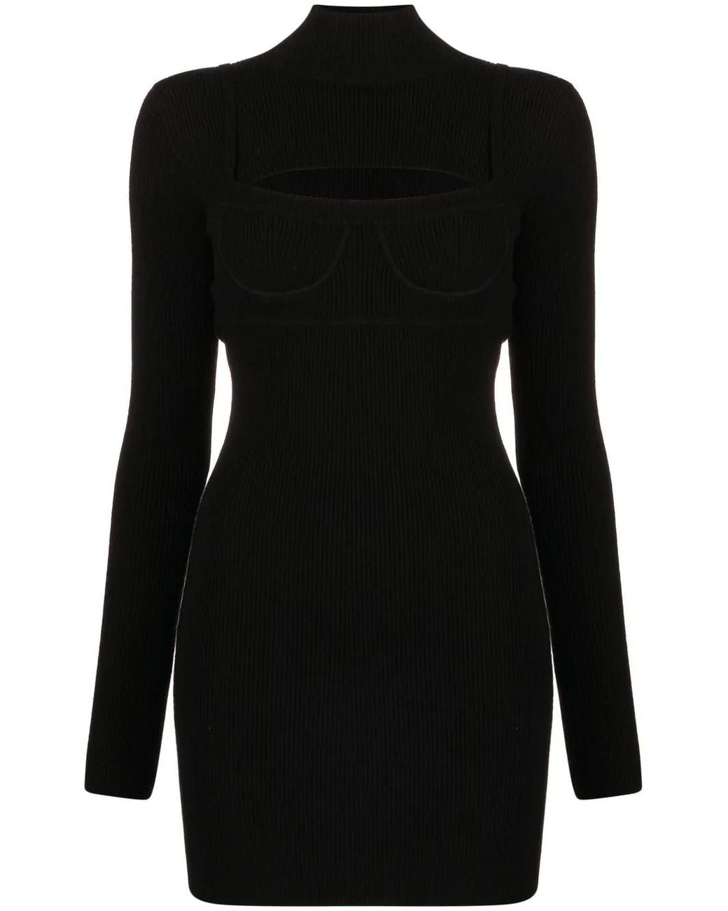 Monse Black Ribbed-Knit Bodycon Mini Dress