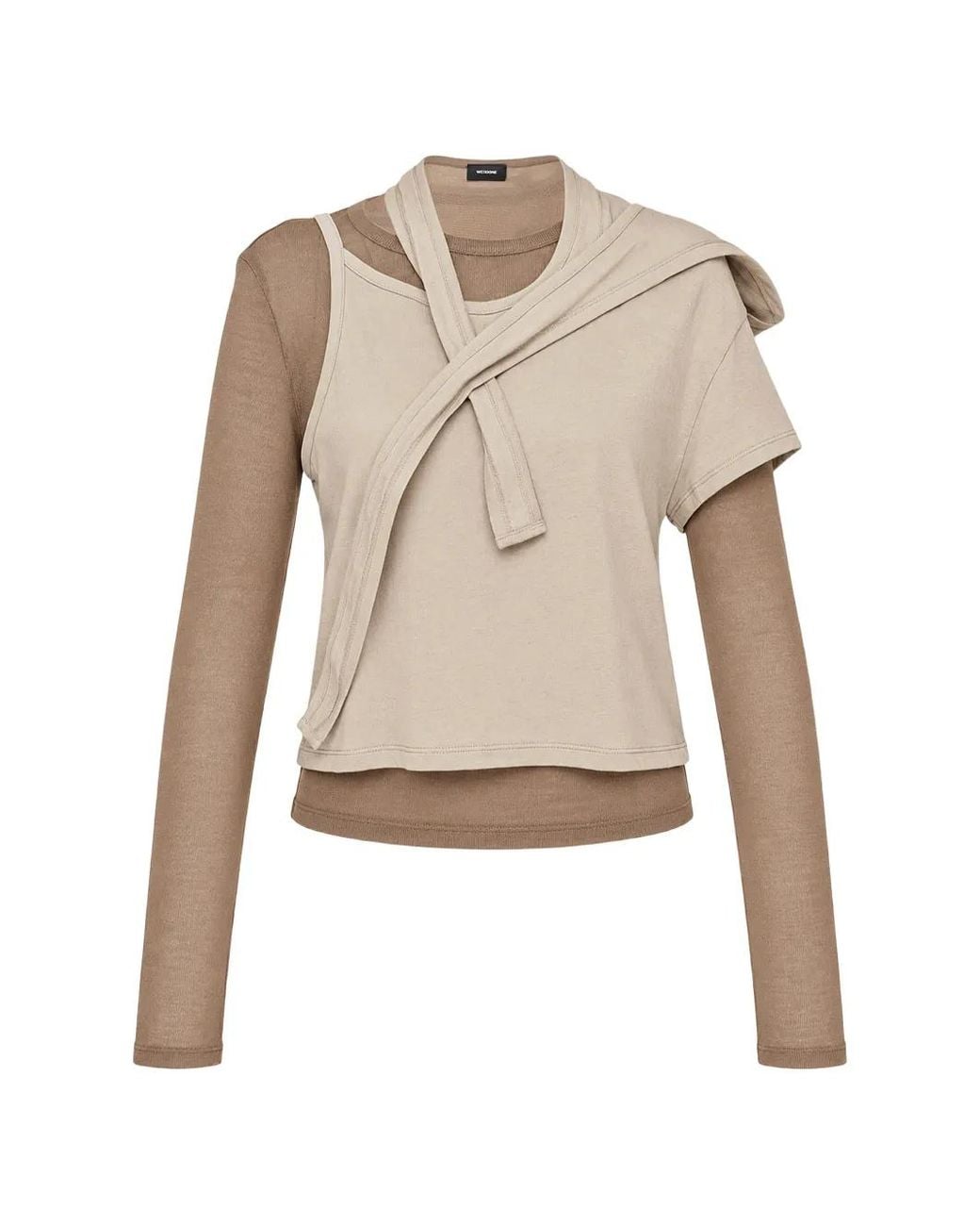 we11done Natural Layered Asymmetric T-Shirt
