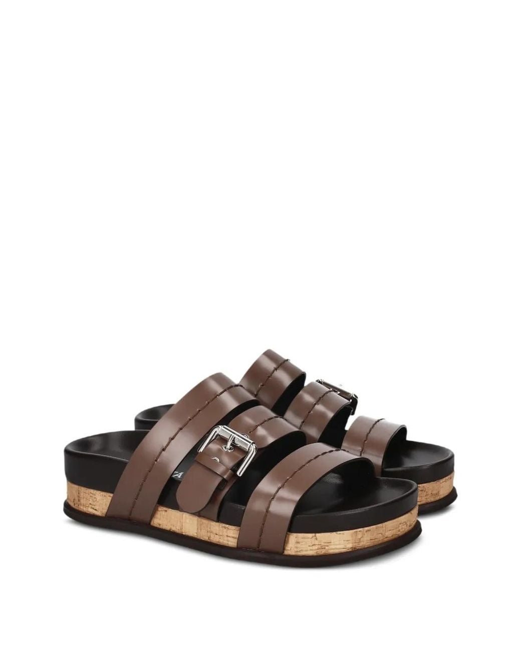 Premiata Brown Sandales En Cuir À Boucles
