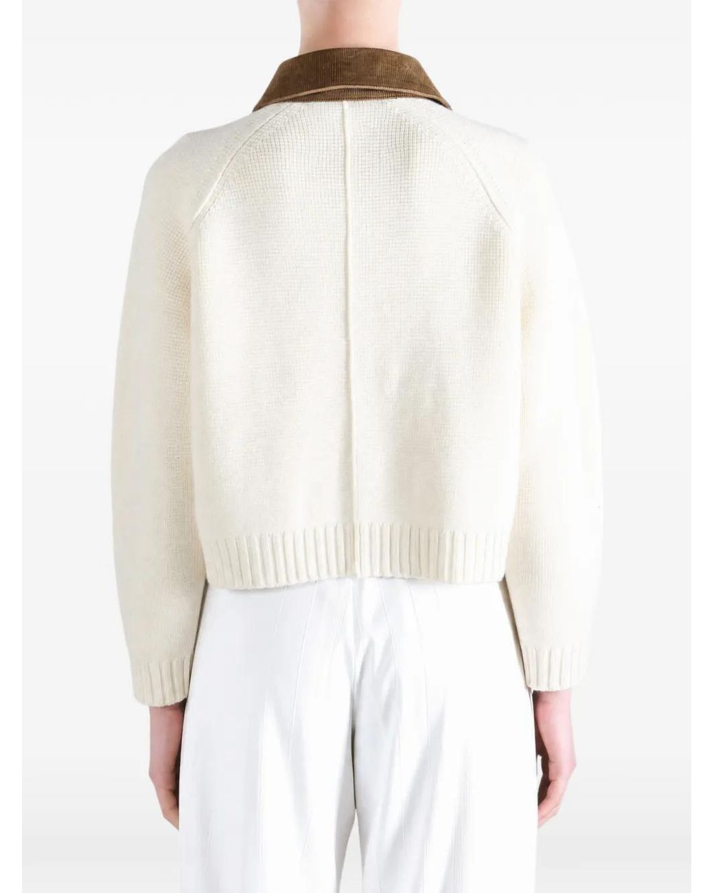 Barbour White Cardigan Alverstone En Maille