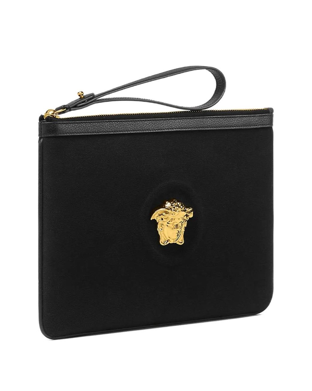 Versace Black La Medusa Canvas Pouch