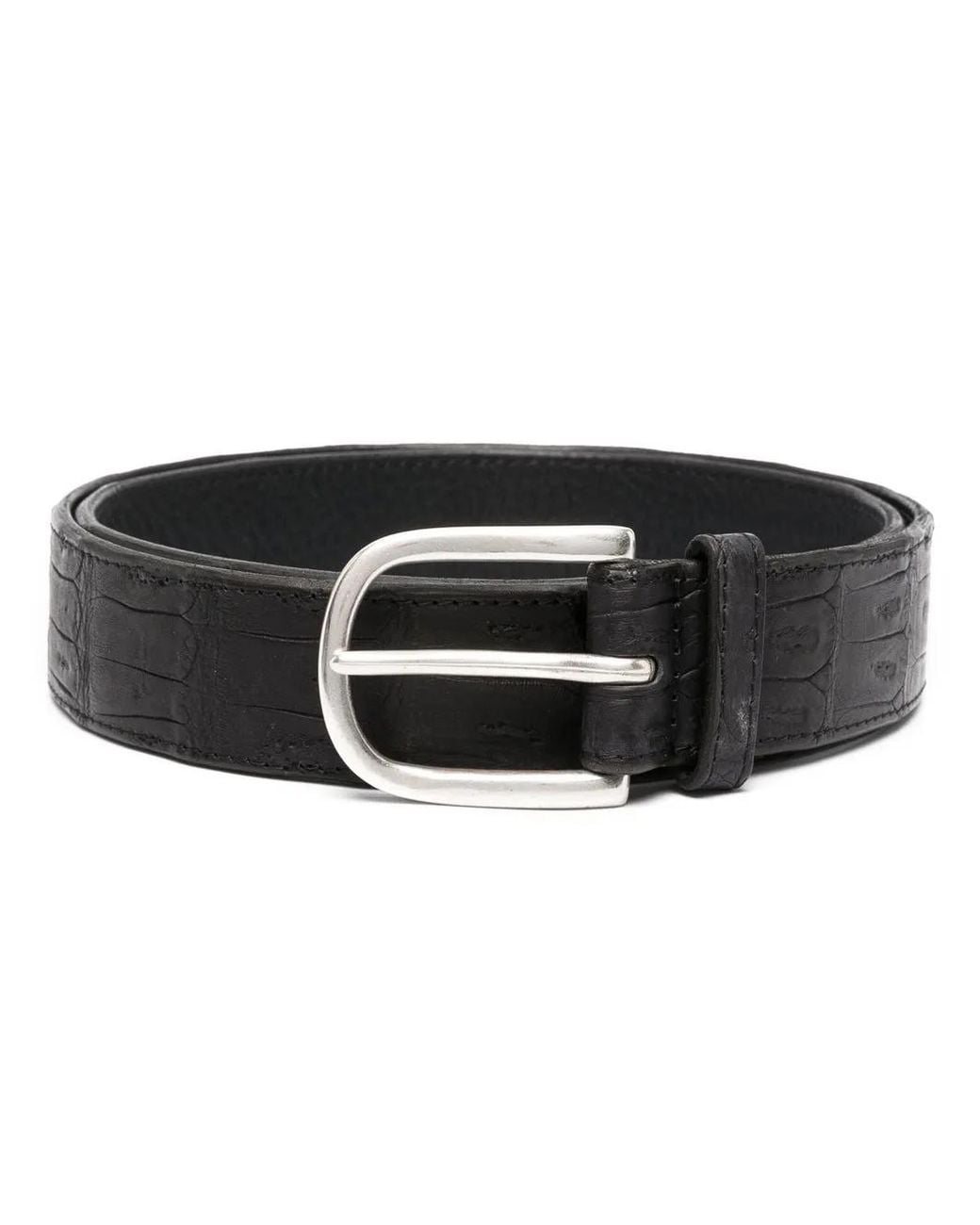 Orciani Black Animal-Embossed Leather Belt for men