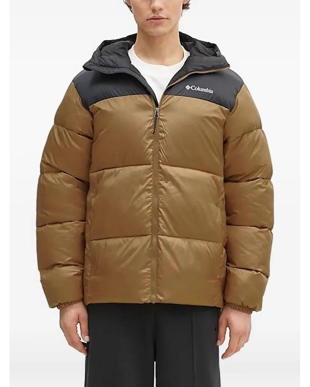 Columbia Hooded Puffer Jacket in Brown for Men | Lyst Canada