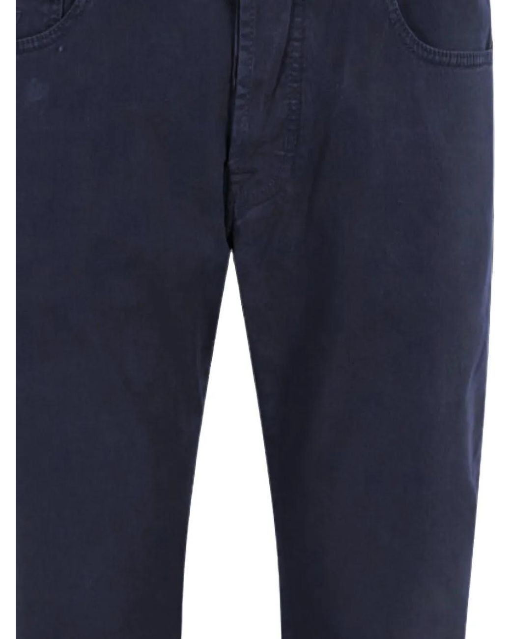 Jacob Cohen Blue Logo-Patch Five-Pocket Trousers for men