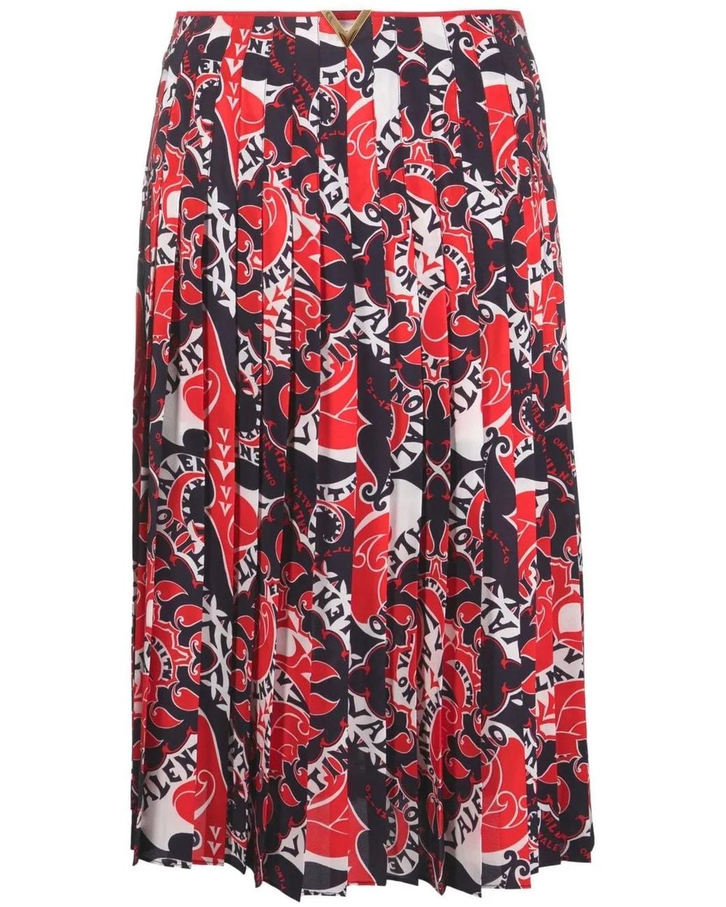 Valentino Garavani Red Archive Manifesto Pleated Skirt