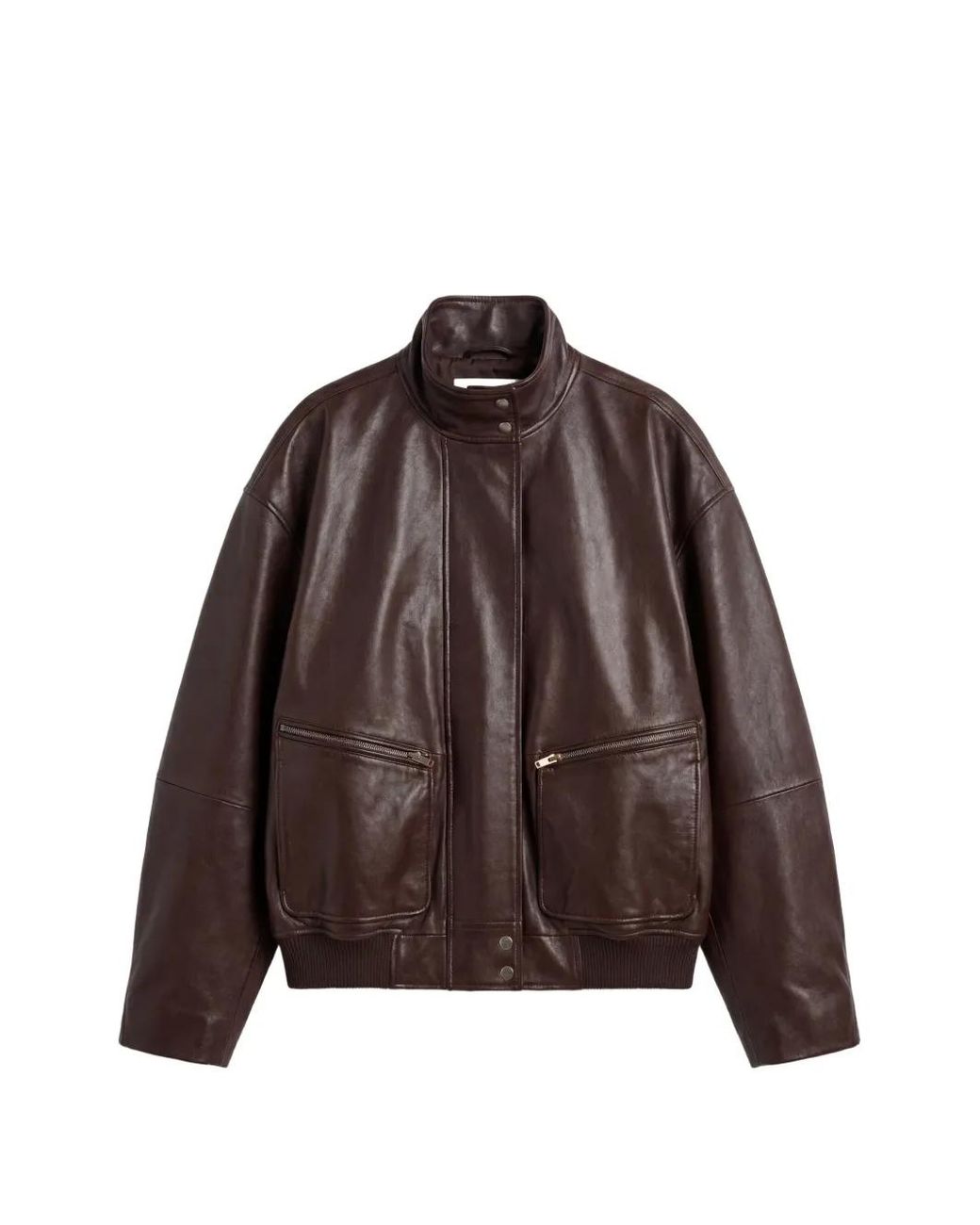 Reformation Brown Veda Harrison Leather Bomber Jacket