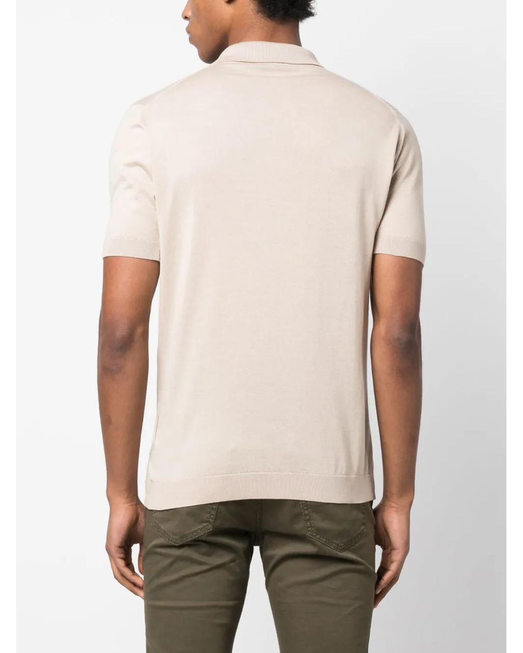John Smedley Natural Ribbed-Knit Cotton Polo Shirt for men