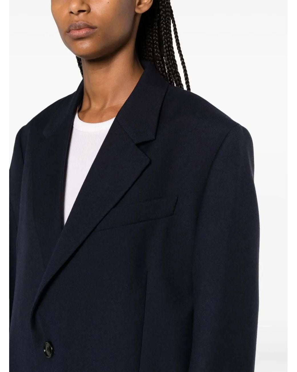 AMI Blue Notched-lapels Single-breasted Blazer