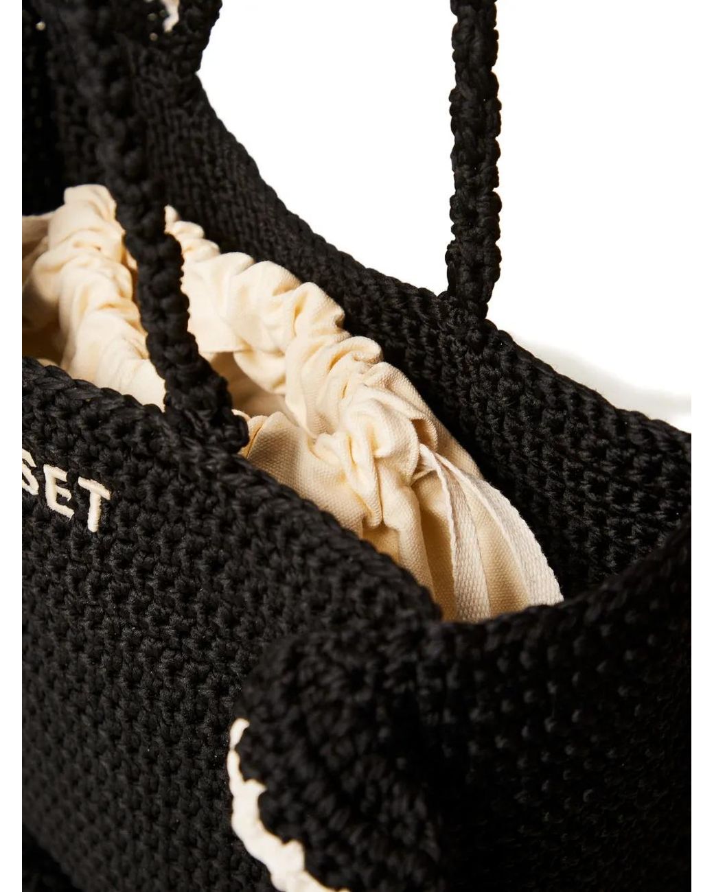 Twinset Black Ruffled-Trim Crochet Tote Bag