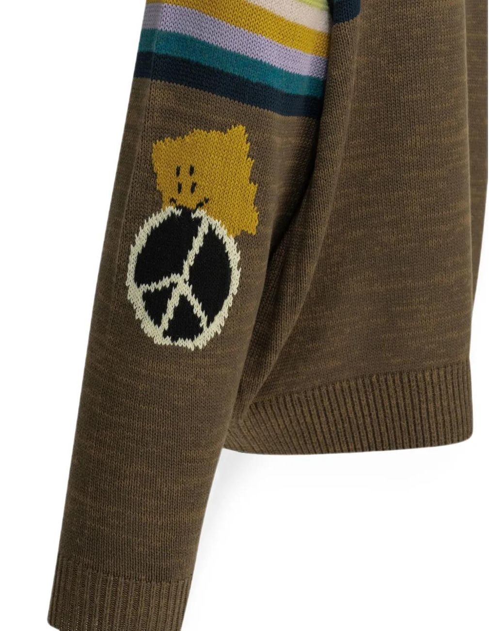 Kapital Green Pull Peckish À Rayures Et Motif De Signe De La Paix for men