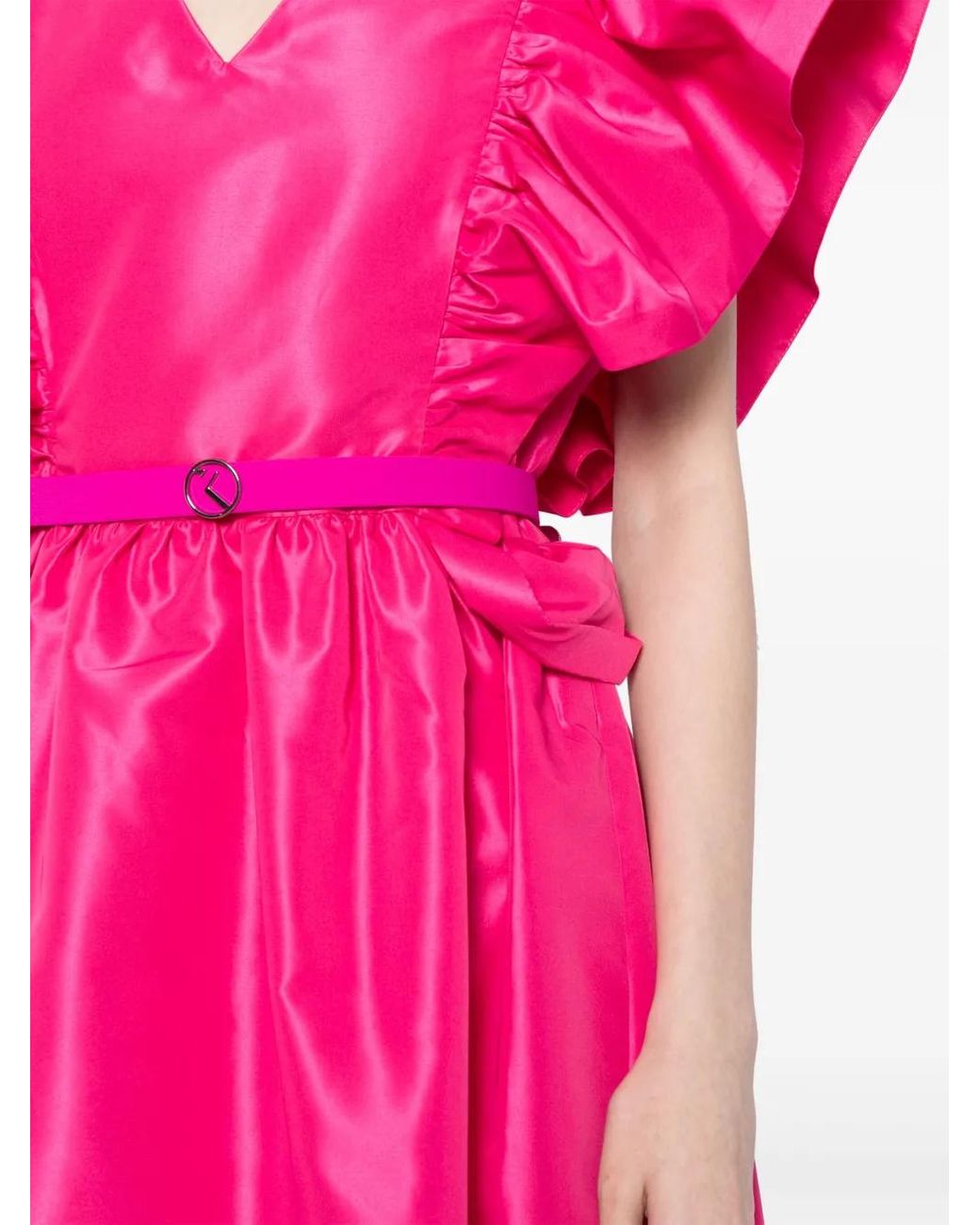 Saiid Kobeisy Pink Ruffled Taffeta Midi Dress