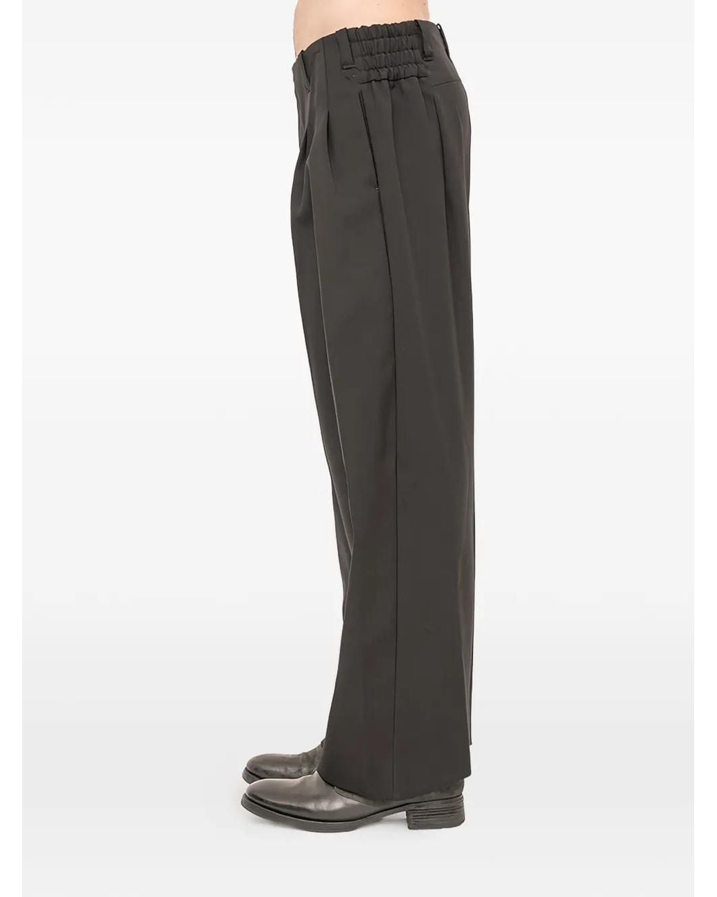 DEVOA Black Pleated Trousers for men