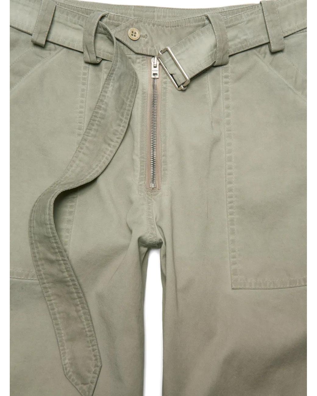 Acne Green Belted Straight-Leg Trousers