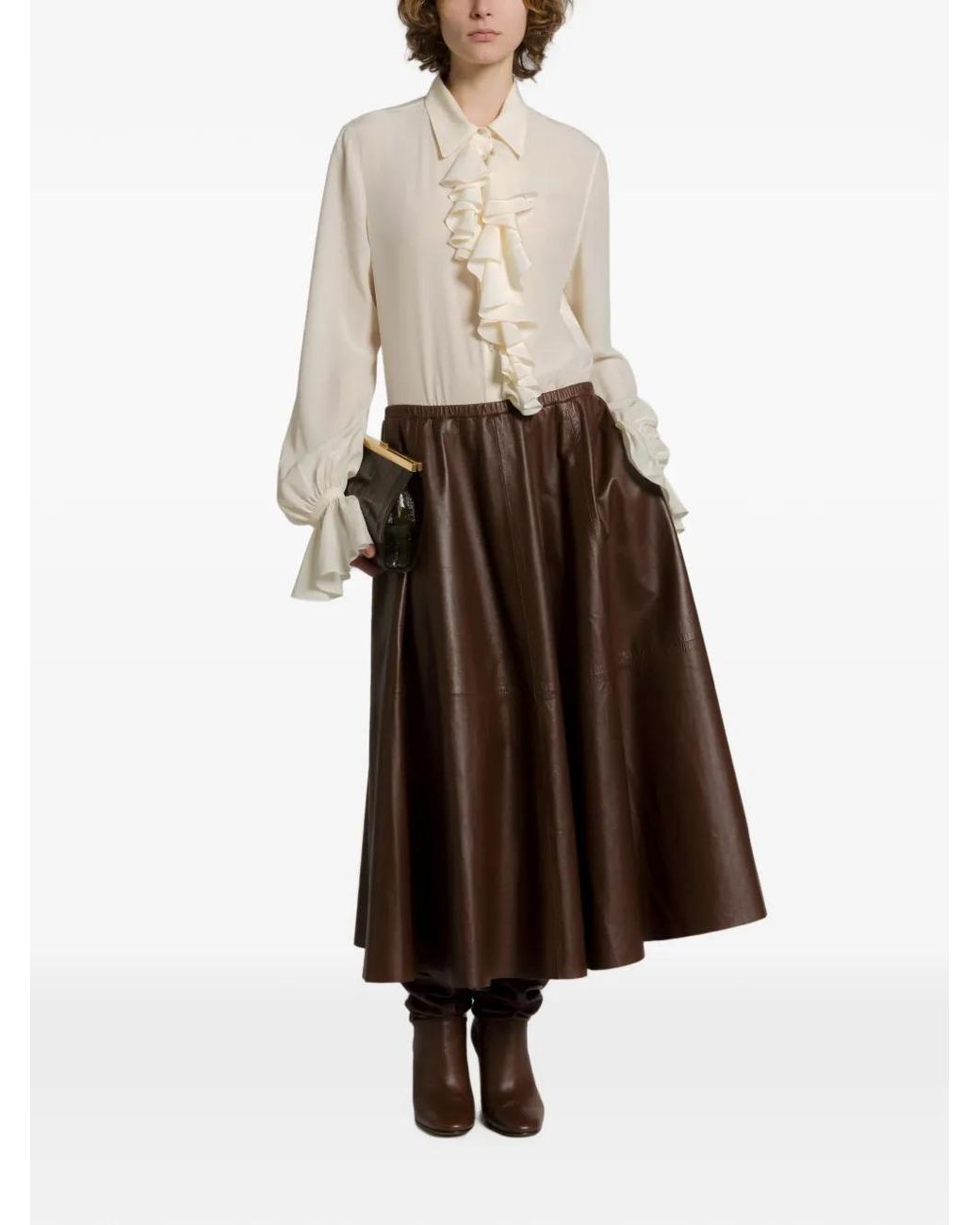 Alberta Ferretti Brown Block-Heel Knee-High Boots