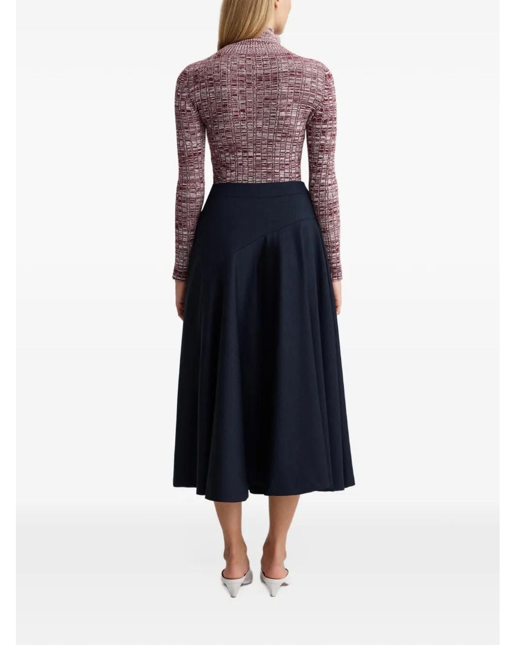Anna Quan Blue Scarpa Asymmetric Flared Skirt