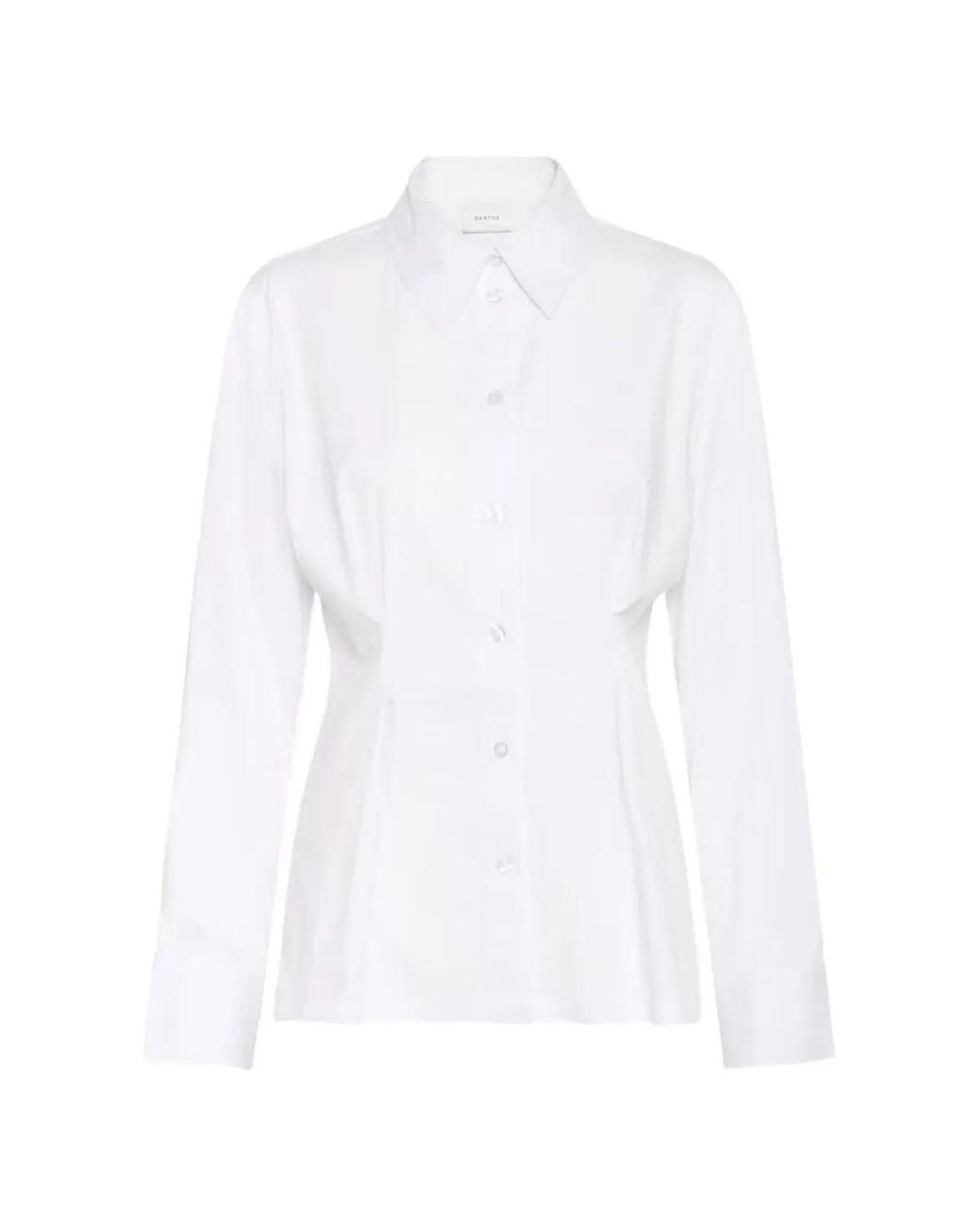 Gestuz White Gzopy Pleated-Waist Shirt