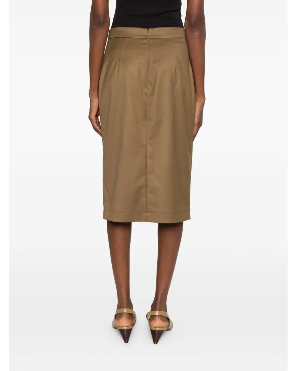 Manuel Ritz Natural Zip-Fastening Midi Skirt