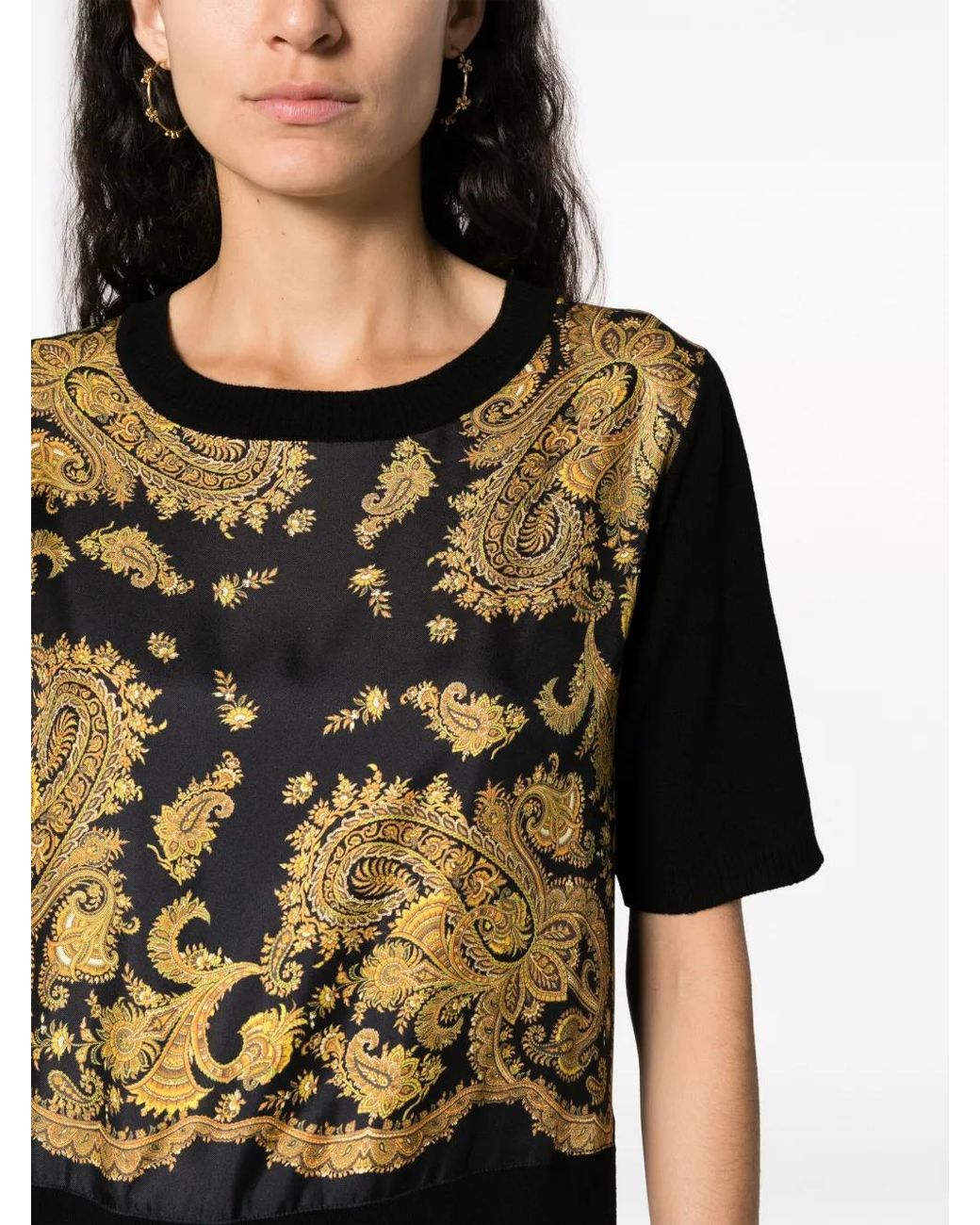 Etro Black Paisley-Print Cotton T-Shirt