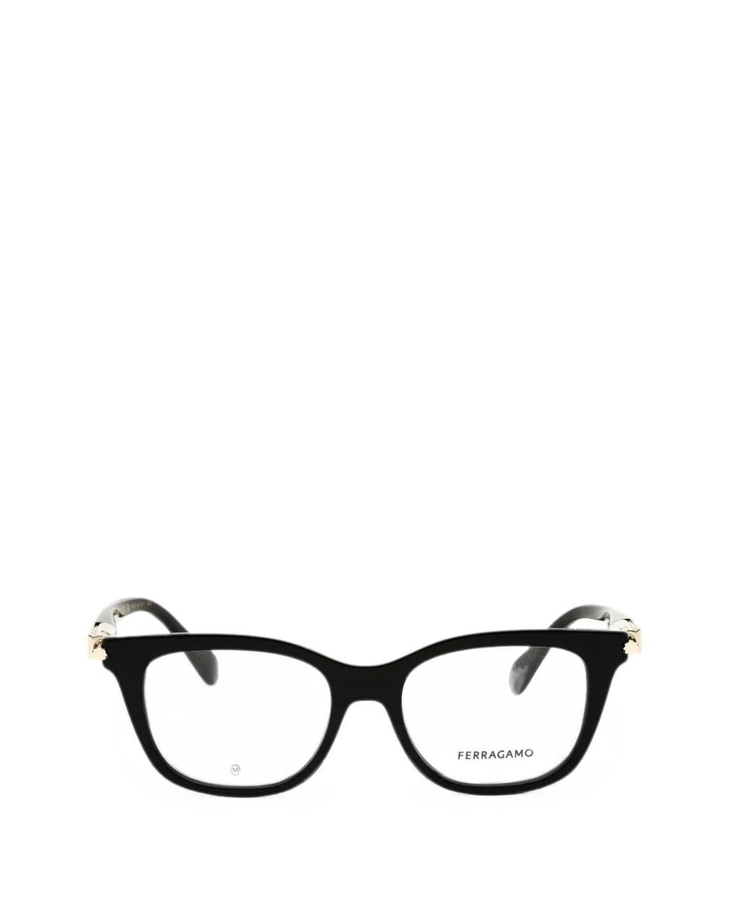 Ferragamo Eyewear Black Rectangle-Frame Glasses
