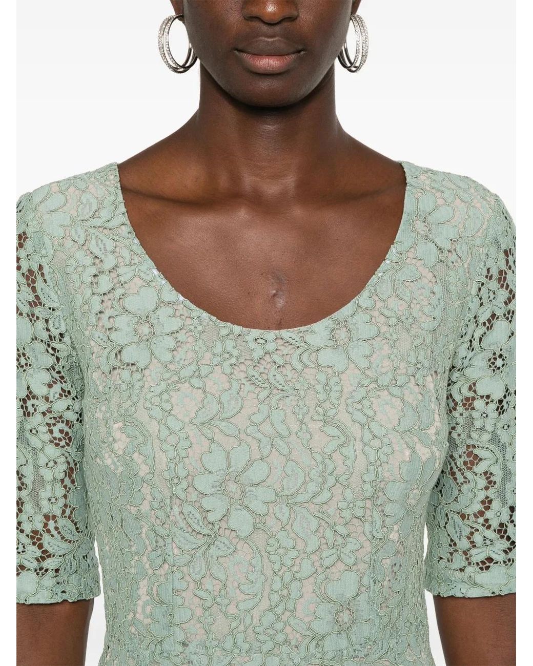 Blanca Vita Green Alnus Lace Midi Dress