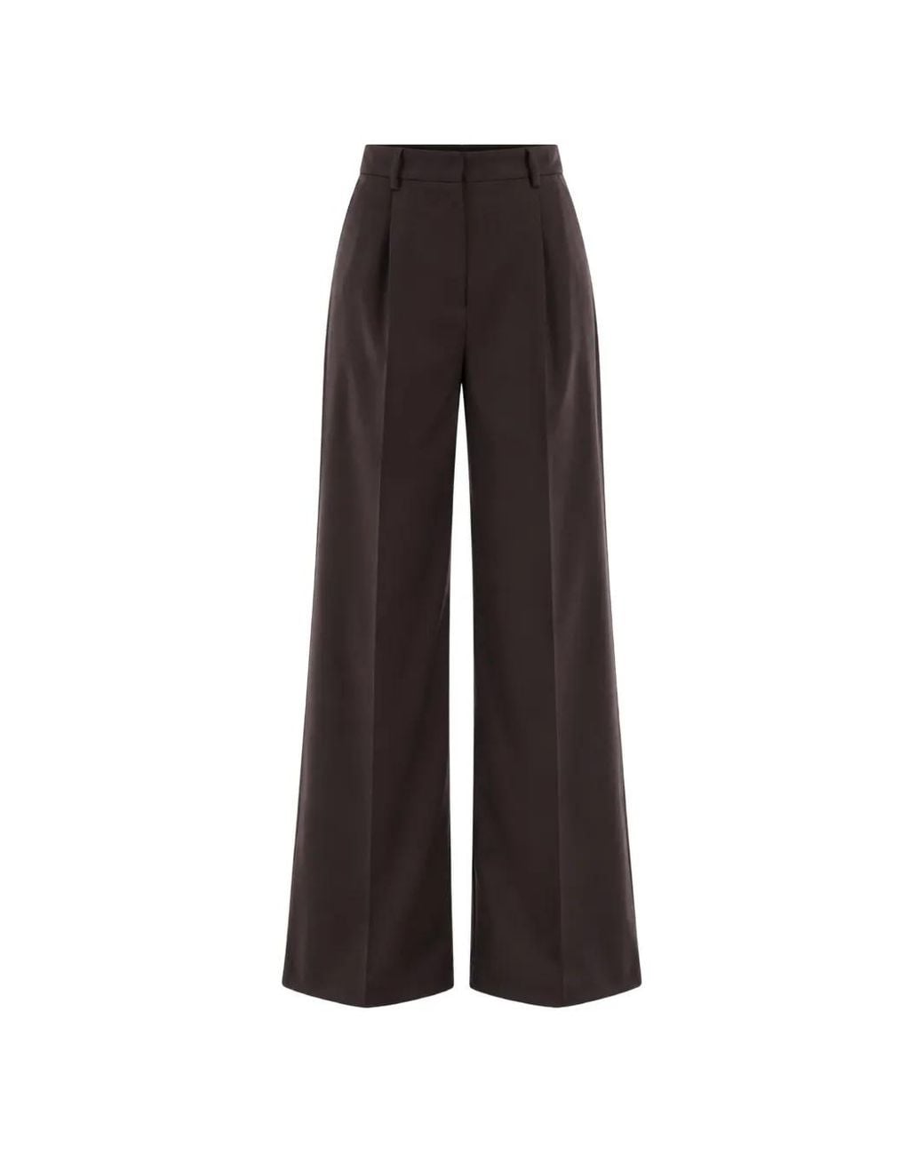 Marella Brown Pleated Wide-Leg Trousers