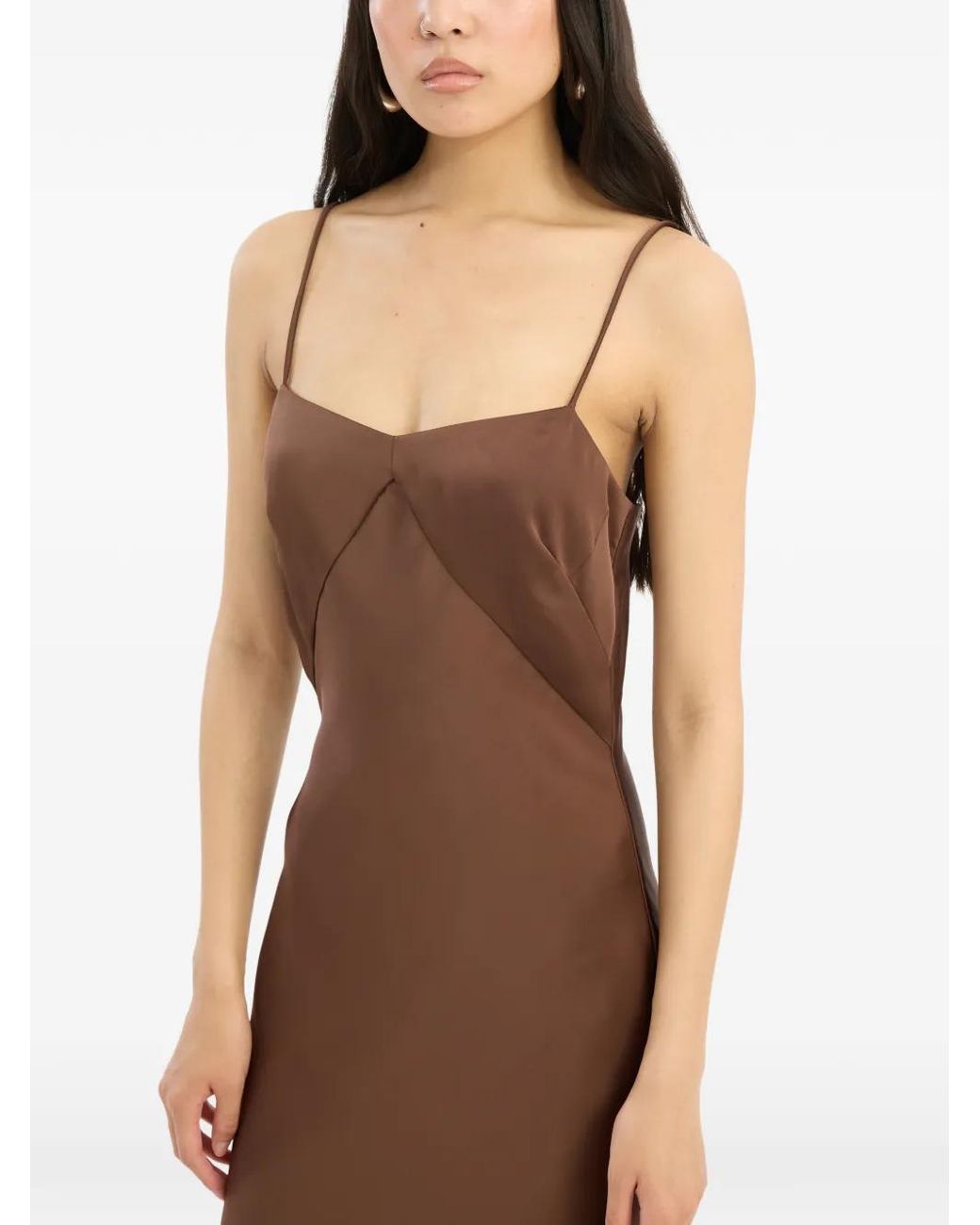 ROTATE BIRGER CHRISTENSEN Natural Long Satin Dress