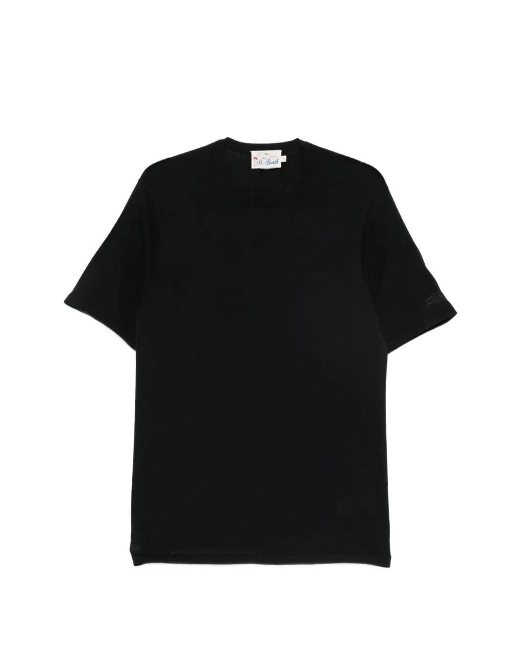 Mc2 Saint Barth Black Logo-Embroidered T-Shirt for men