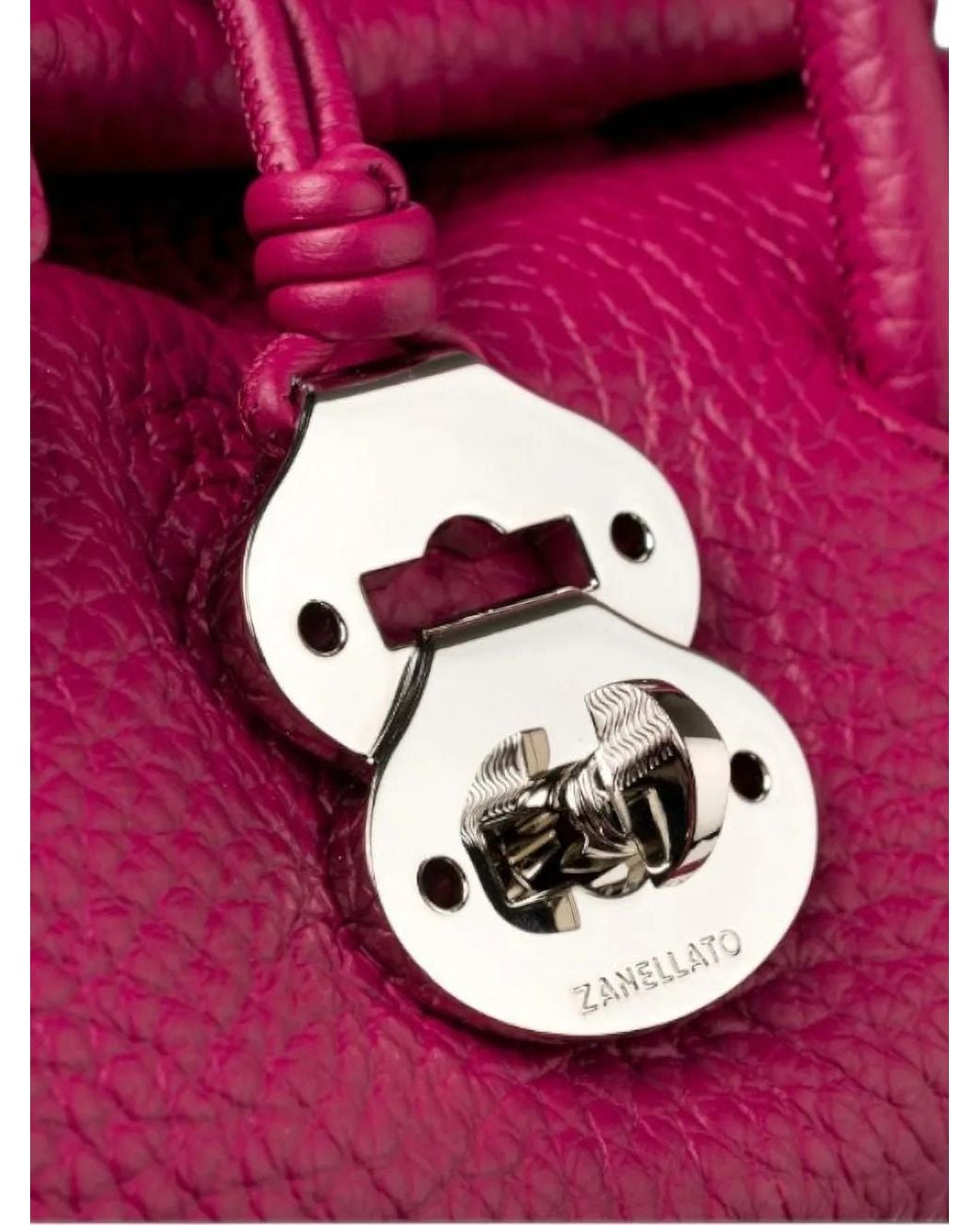 Zanellato Purple Dotta Baby Pebbled Leather Tote Bag