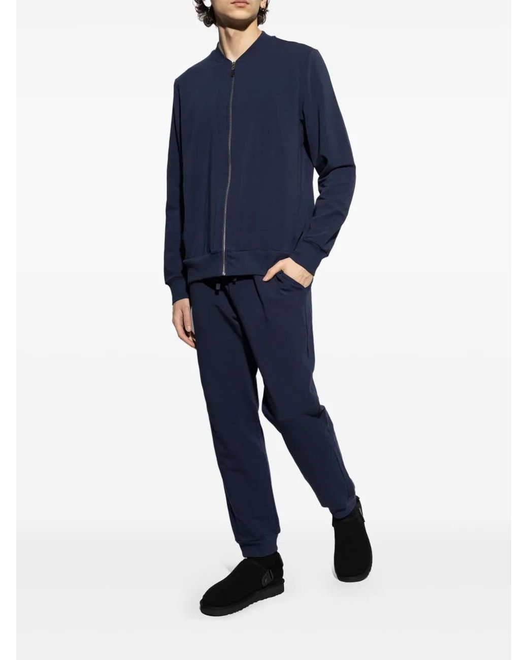 Hanro Blue Drawstring Straight-Leg Trousers for men