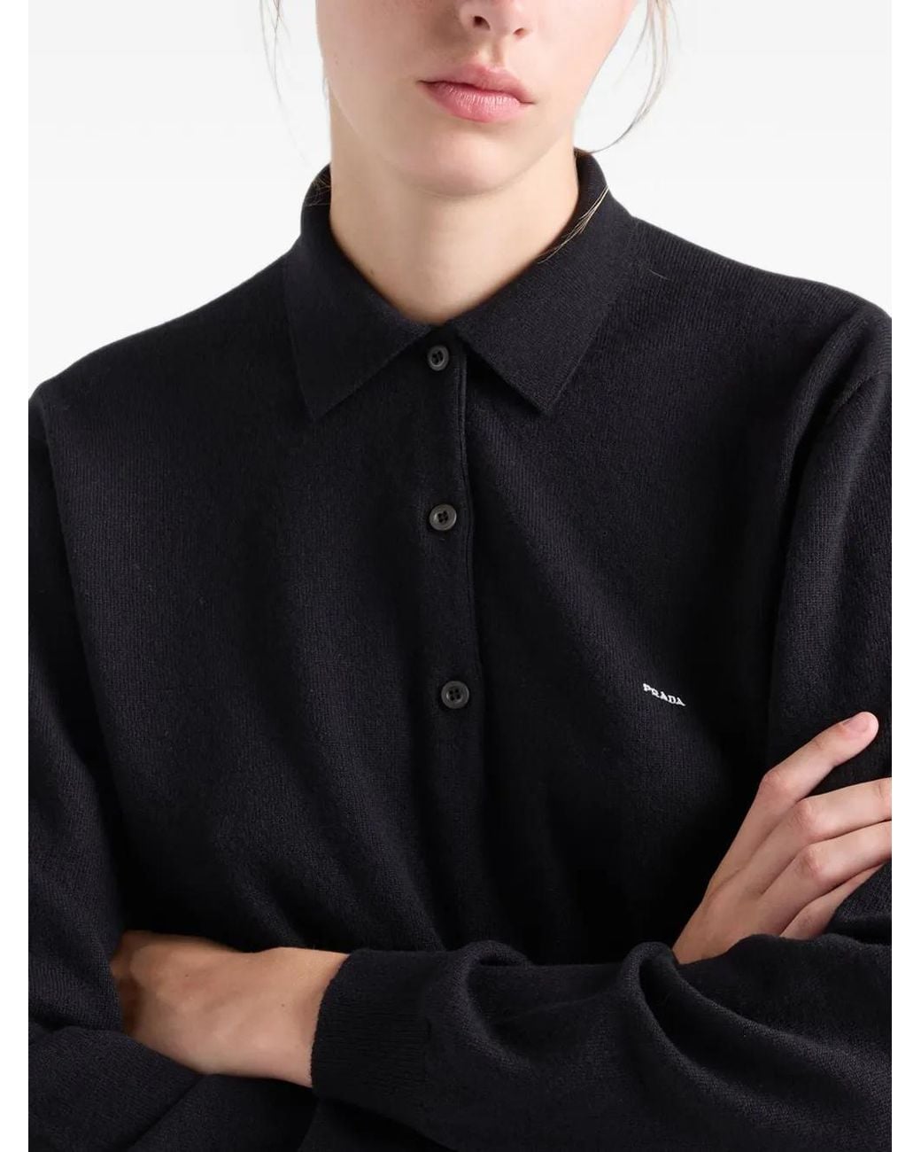 Prada Blue Wool Polo Sweater