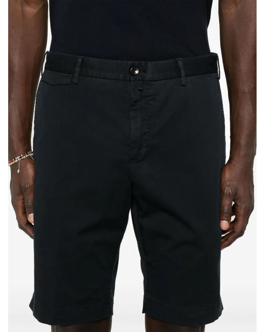 PT Torino Black Gabardine Shorts for men