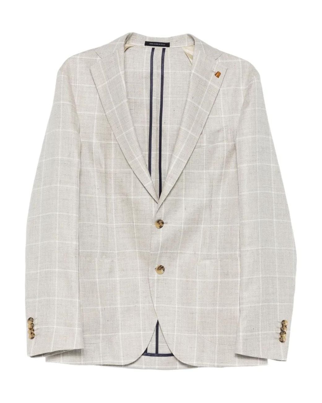 Latorre Gray Check-Pattern Single-Breasted Blazer for men