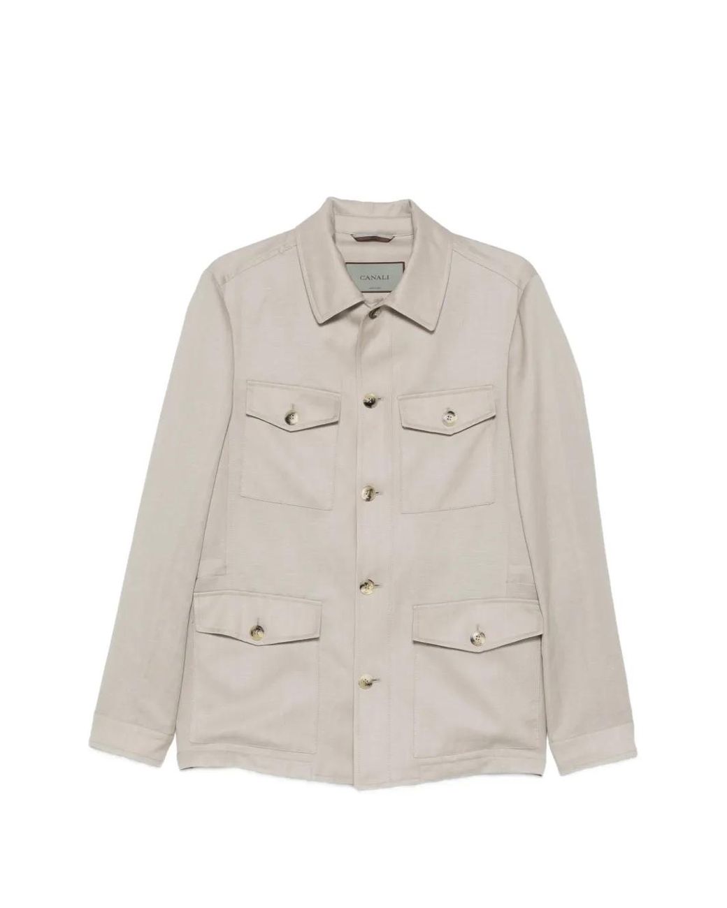 Canali White Four-Pocket Button-Up Jacket for men