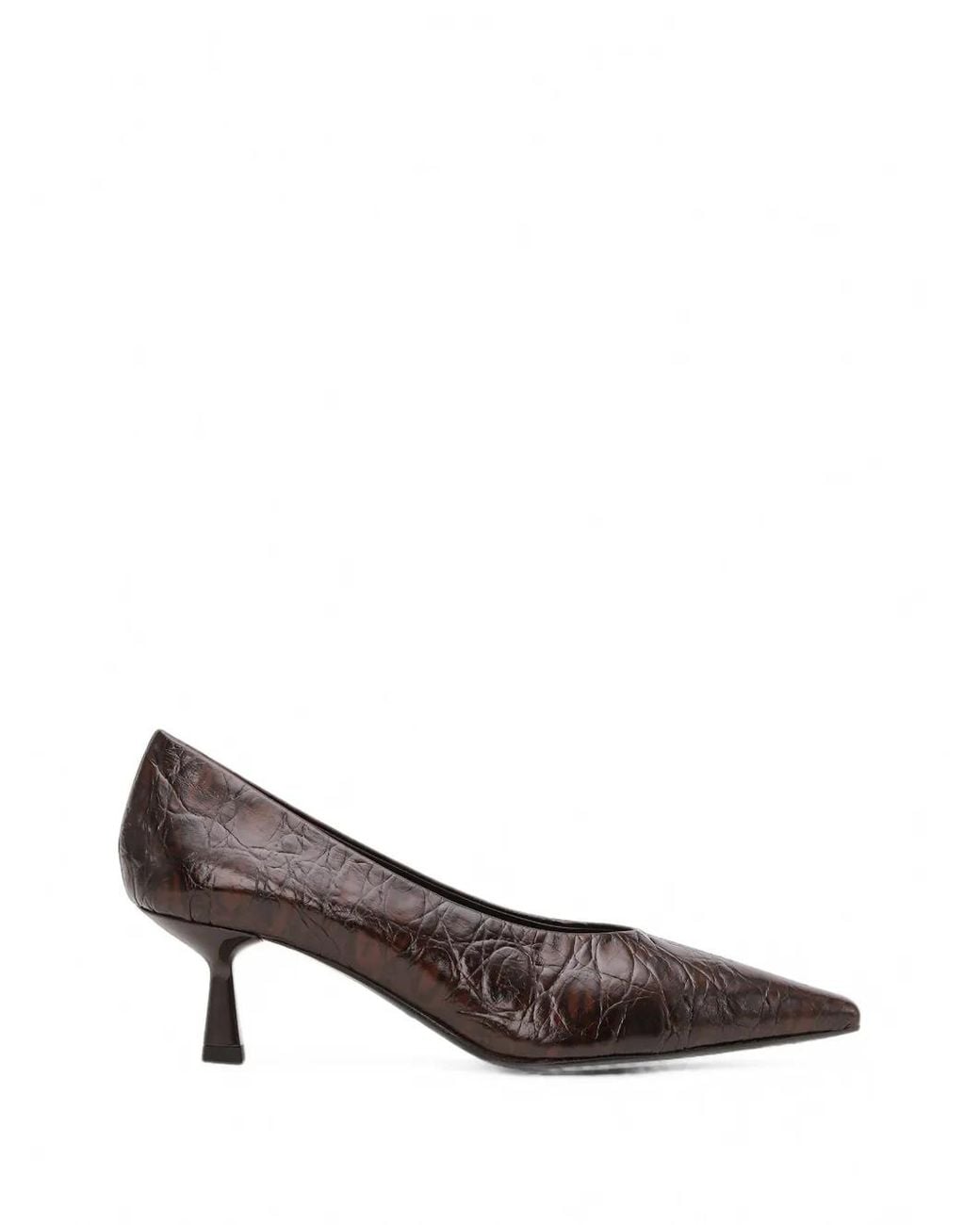 Notabene Brown Emmy Low Crocodile-Embossed Heeled Pumps
