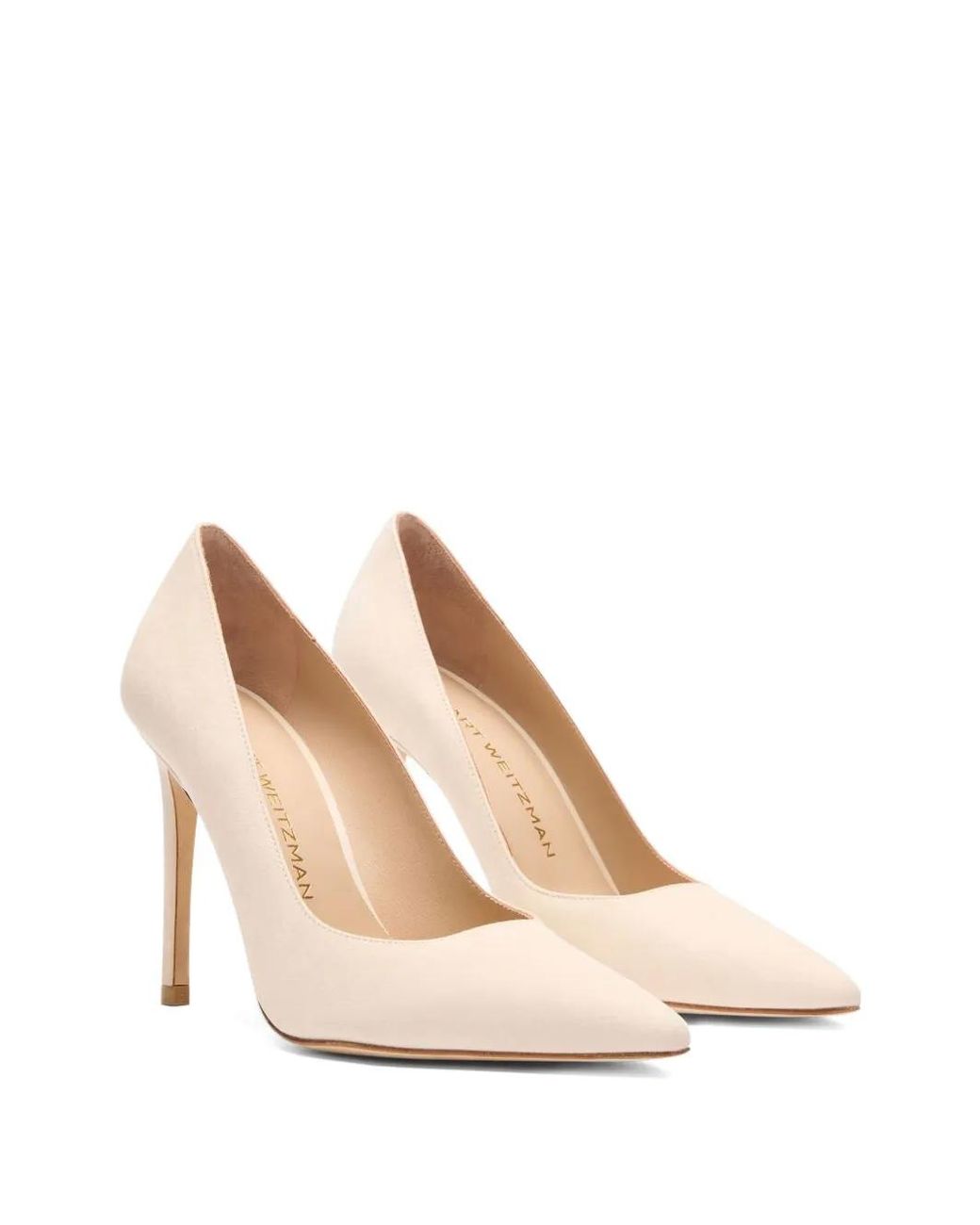 Stuart Weitzman White Power Pointed-Toe Suede Pumps