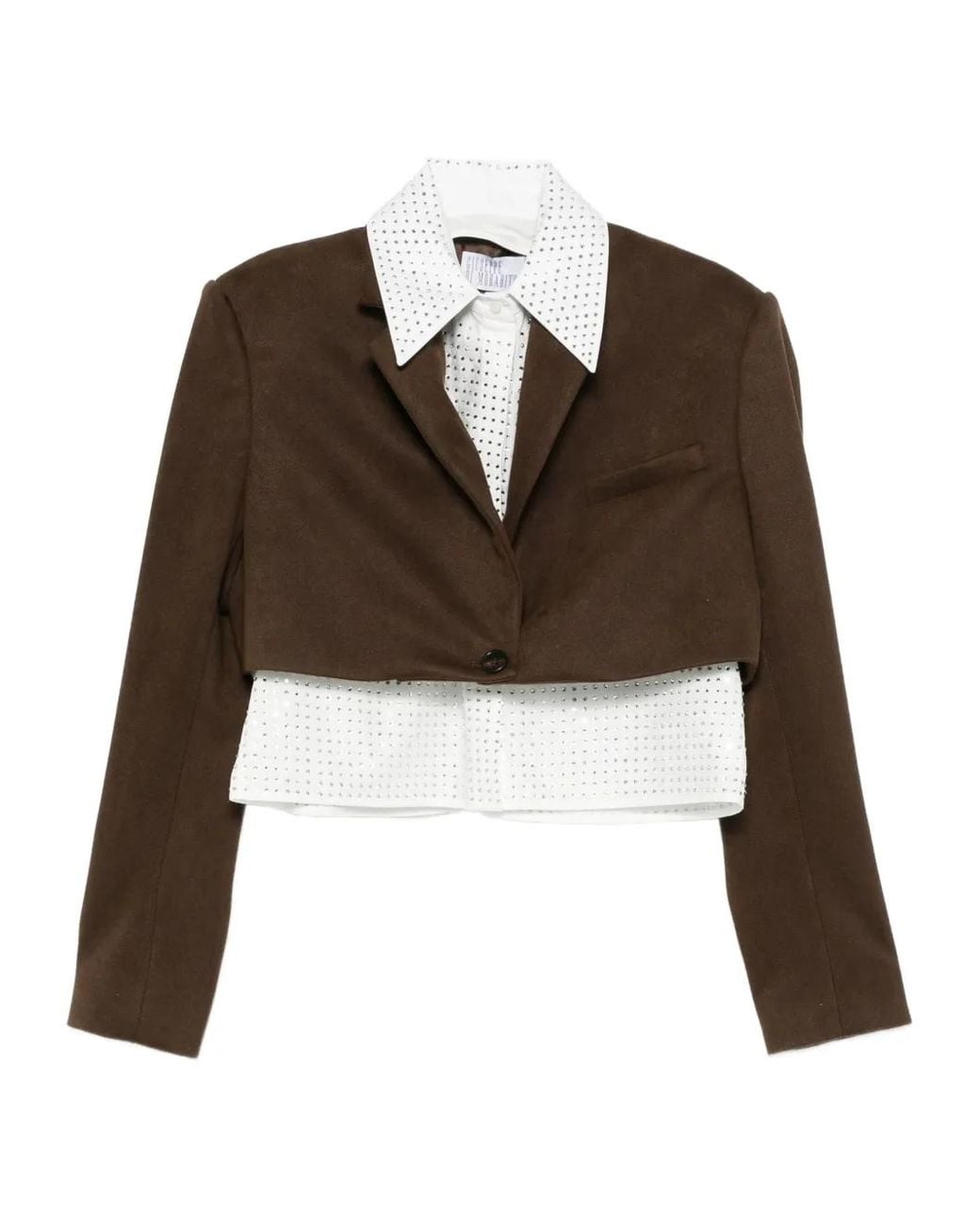 GIUSEPPE DI MORABITO Brown Single-Breasted Cropped Jacket