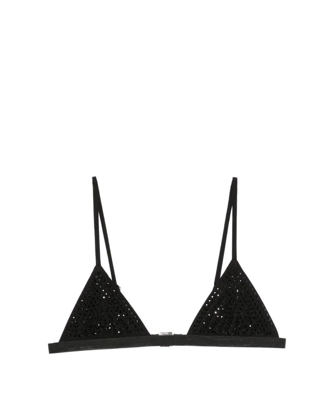Patrizia Pepe Black Strass-Embellished Triangle Bra