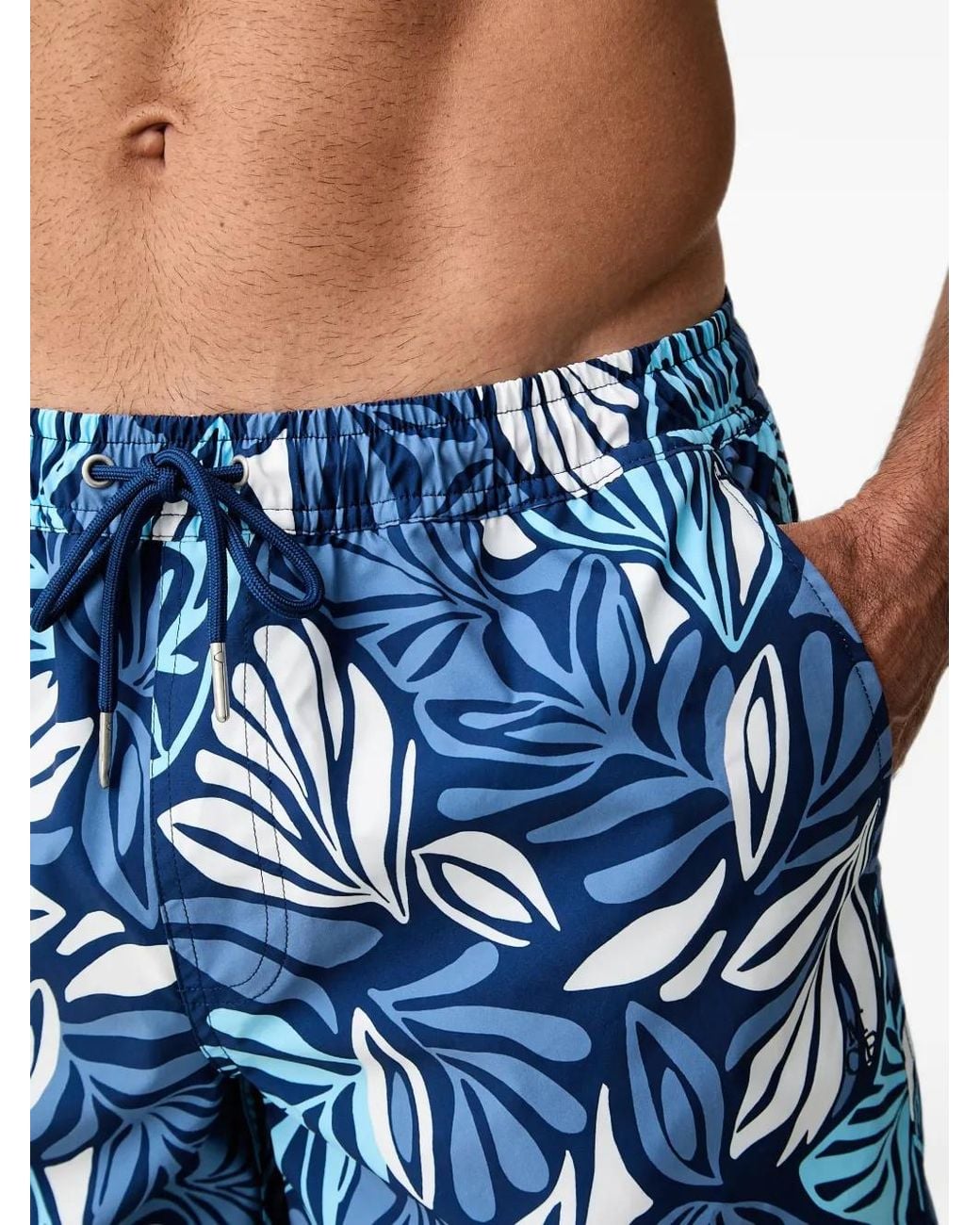 Marc O' Polo Blue Leaf-Print Swim Shorts for men