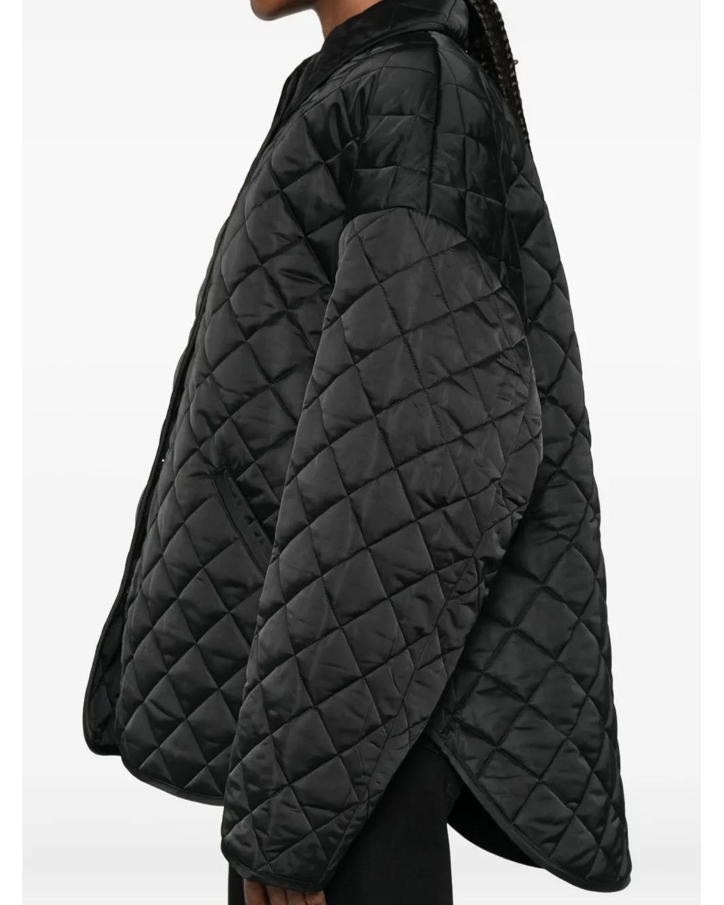 Totême Black Collared Quilted Jacket Petite