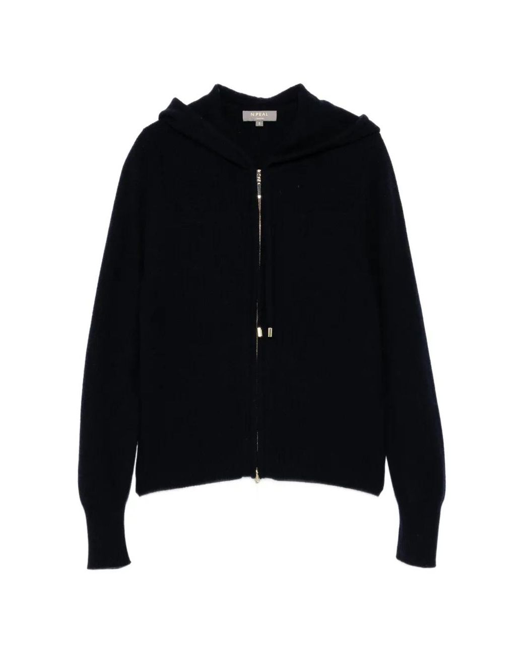N.Peal Cashmere Black Hoodie Honeycomb À Fermeture Zippée