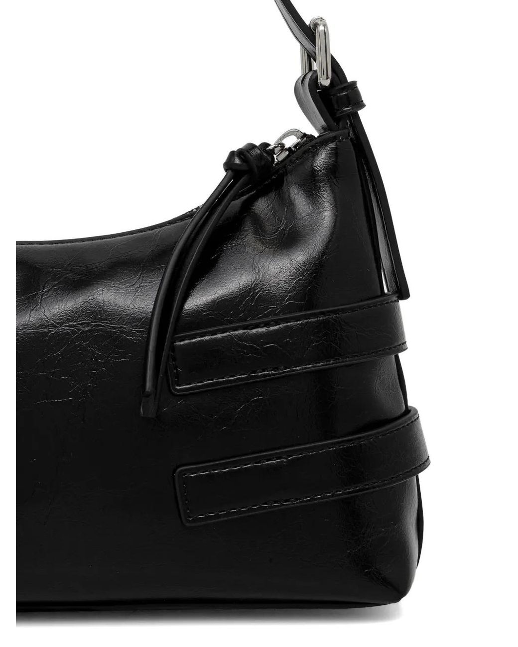 Karl Lagerfeld Black Buckle-Detail Shoulder Bag