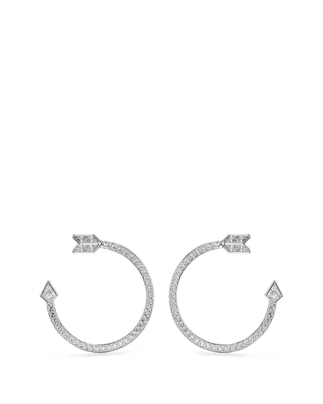 Swarovski Natural Idyllia Crystal-Embellished Arrow Hoop Earrings