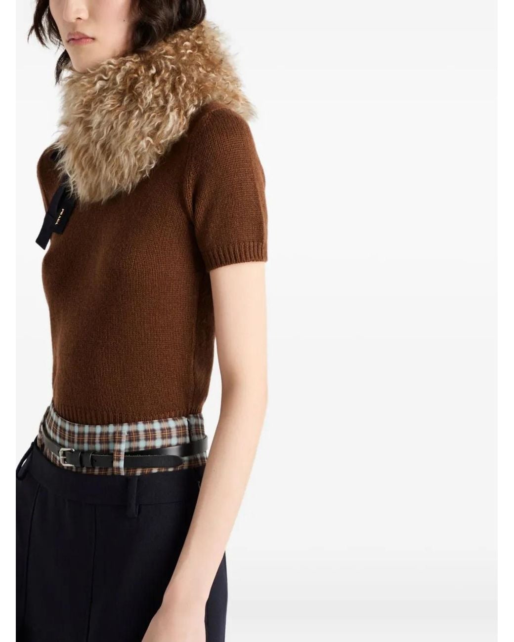 Jersey De Canalé De Manga Corta Prada de color Brown