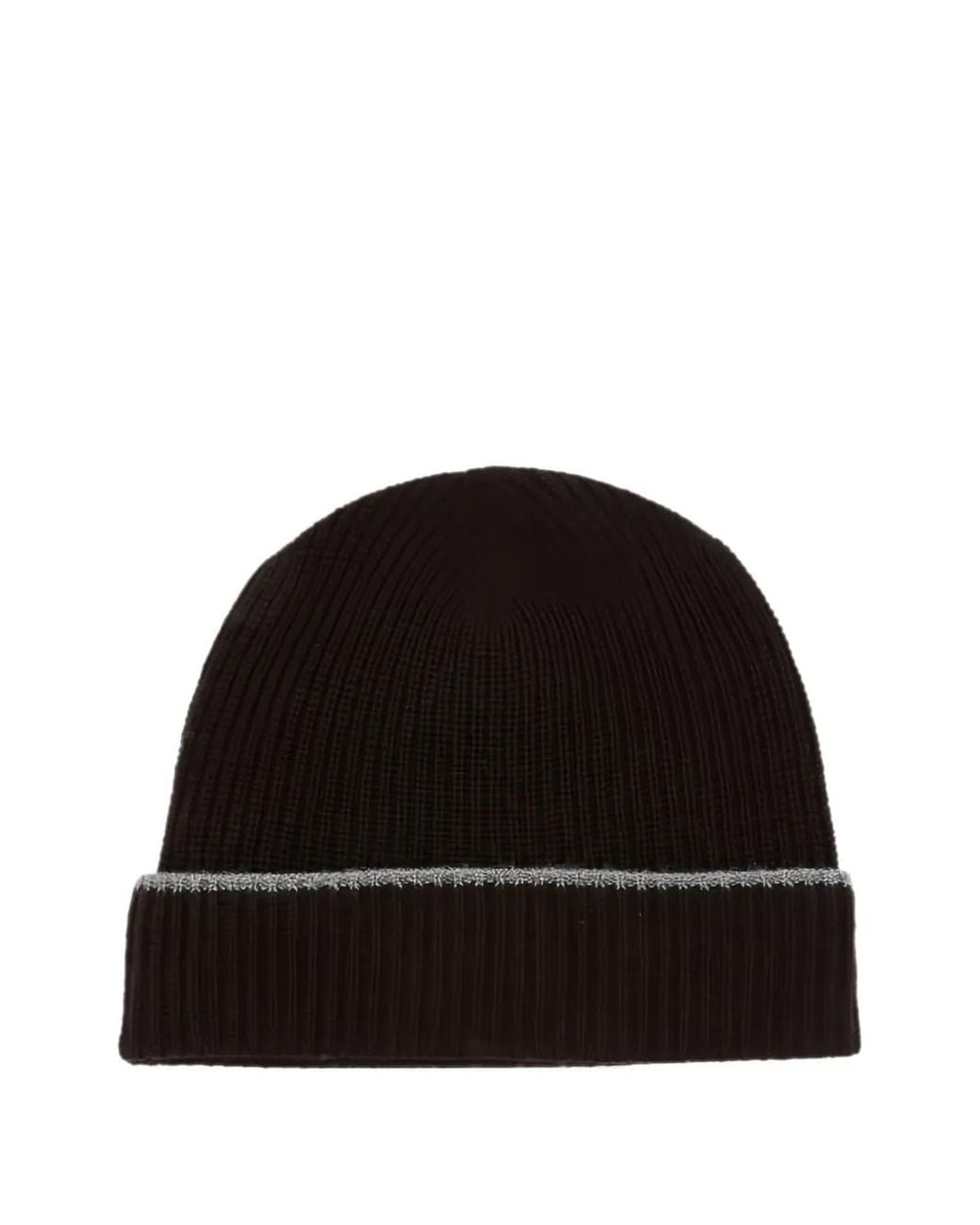 Eleventy Black Ribbed-Knit Beanie Hat for men