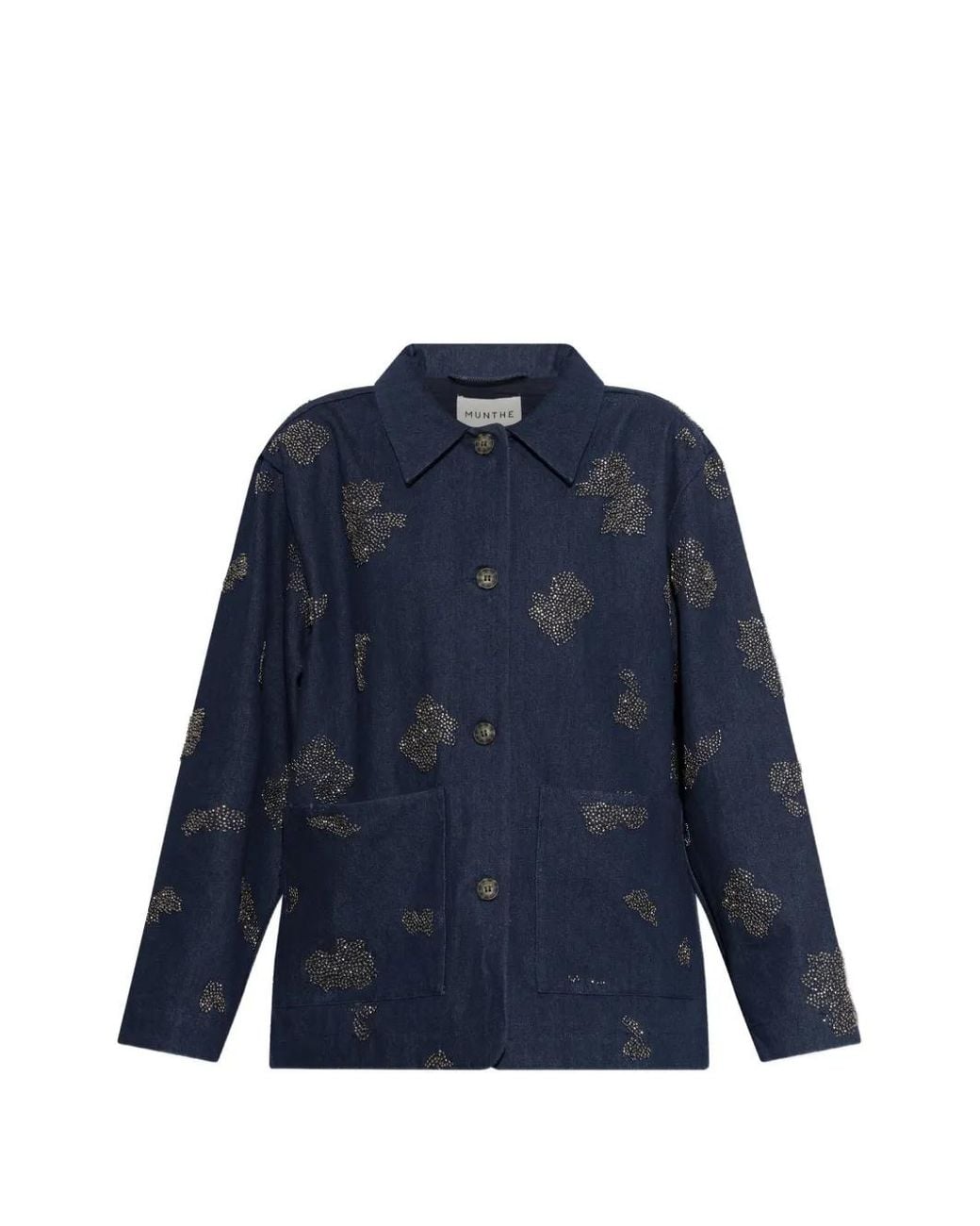 Munthe Blue Veste Vichola À Ornements De Perles