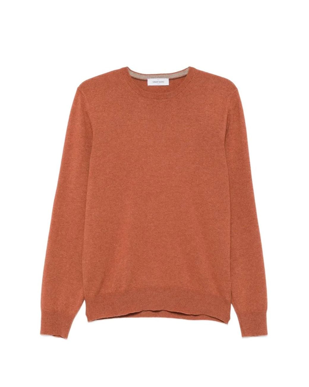 Gran Sasso Orange Crew-Neck Long-Sleeve Sweater for men
