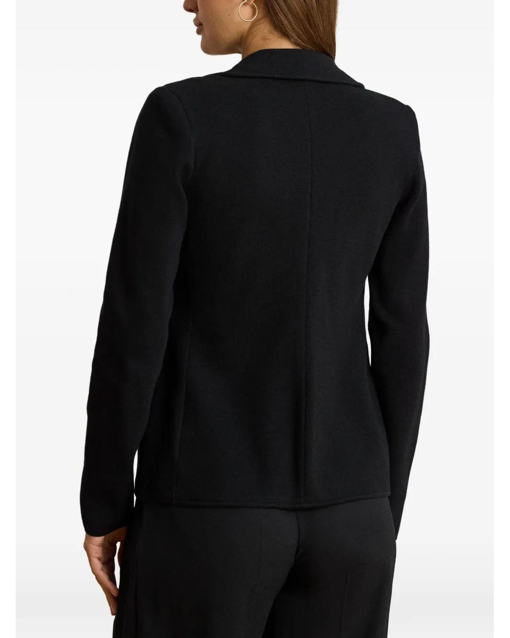 Ralph Lauren Black Double-Breasted Logo-Embroidery Blazer