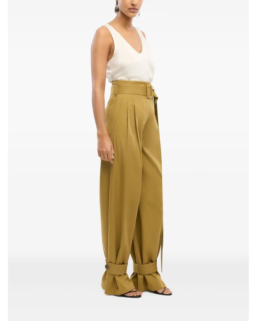 Another Tomorrow Yellow Pleated Trousers