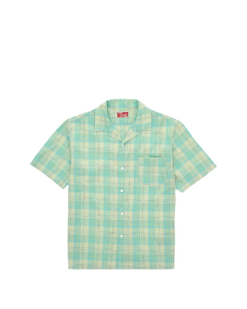 Fortela Green Check-Pattern Patch-Pocket Shirt for men